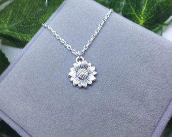 Silver Sunflower Pendant Necklace, Sunflower Necklace, Necklaces for Women, Silver Sunflower Necklace, Silver Flower Necklace, Boho, Gift