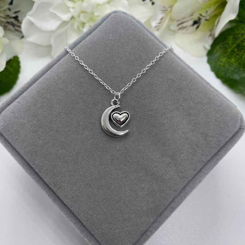 Love Heart and Moon Necklace - Etsy UK