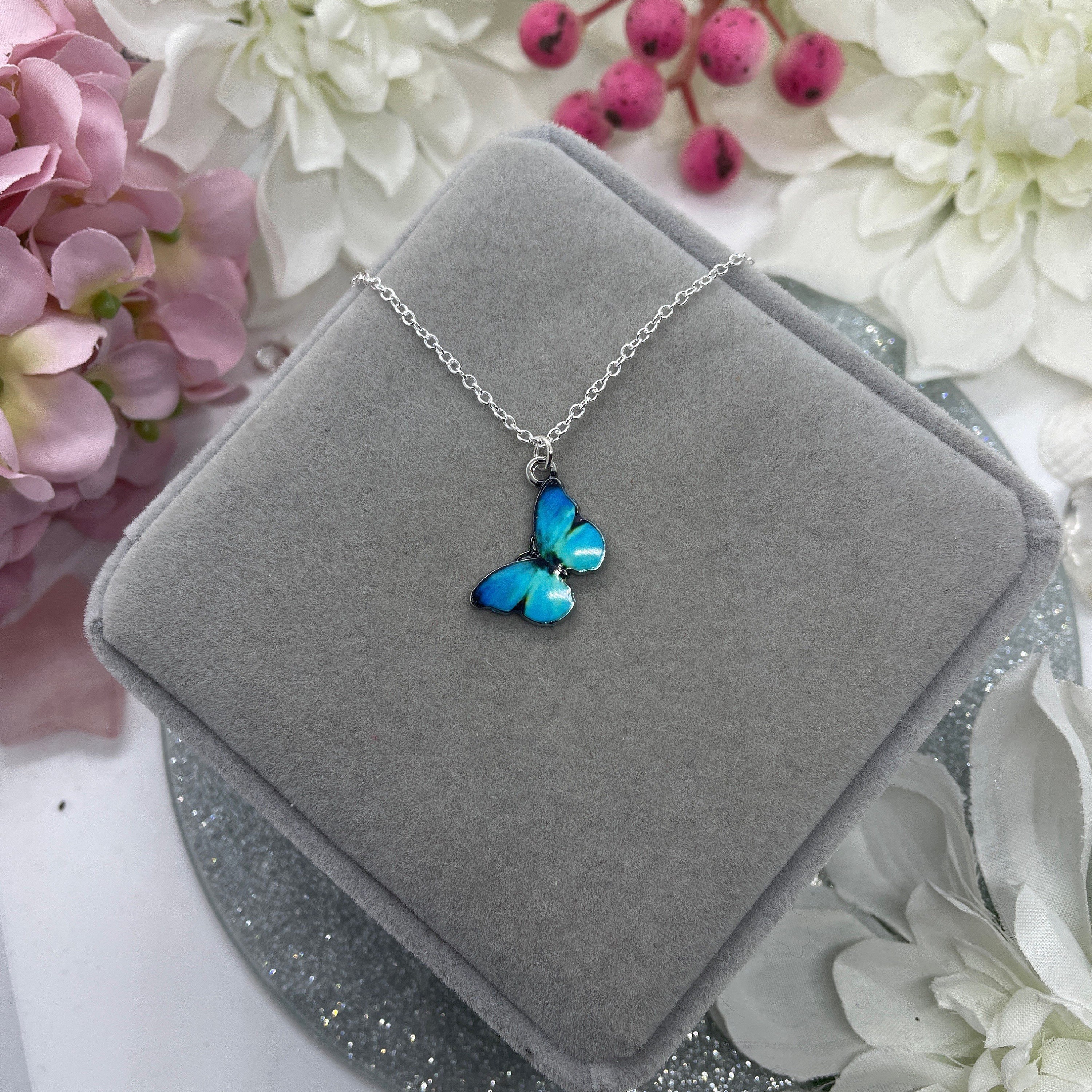 Blue Butterfly Necklace UK