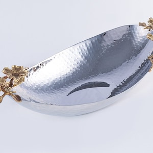 Hammered Stainless Steel Oval Fruit Bowl