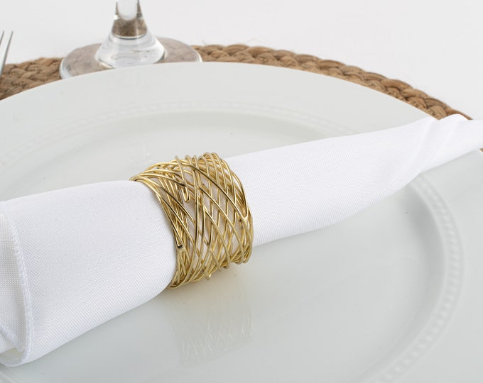 Gold Napkin Rings Set of 6 Wire Gold Napkins Rings Etsy