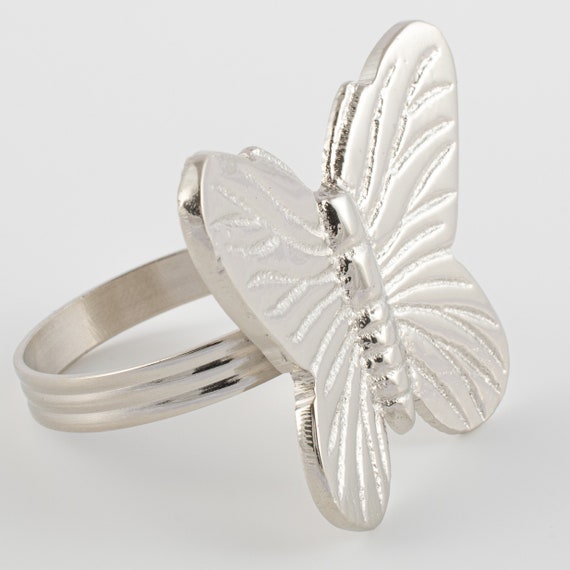 Silver Butterfly Handmade Napkin Rings (set of 4) - Etsy display picture 1