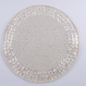 White Beaded And Mother Of Pearl Placemats (set of 4)