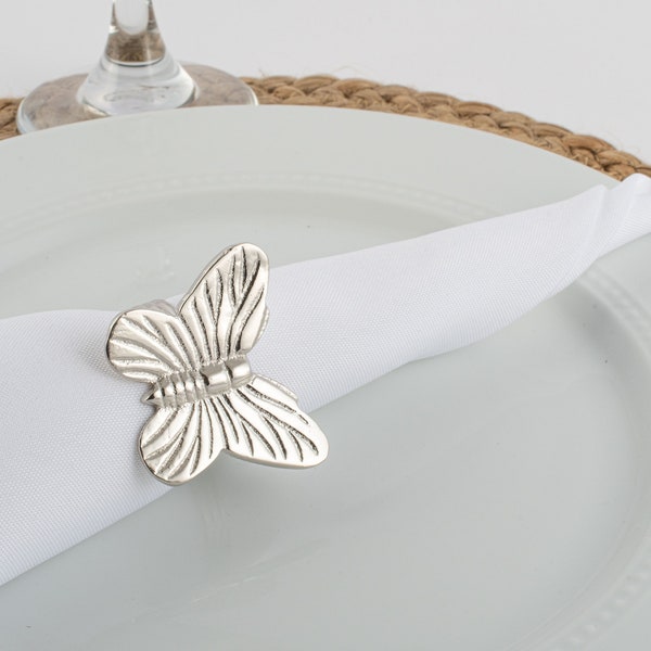 Silver Butterfly Handmade Napkin Rings (set of 4)