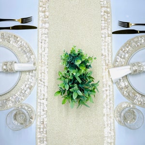 Handmade beaded and mother of pearl runner