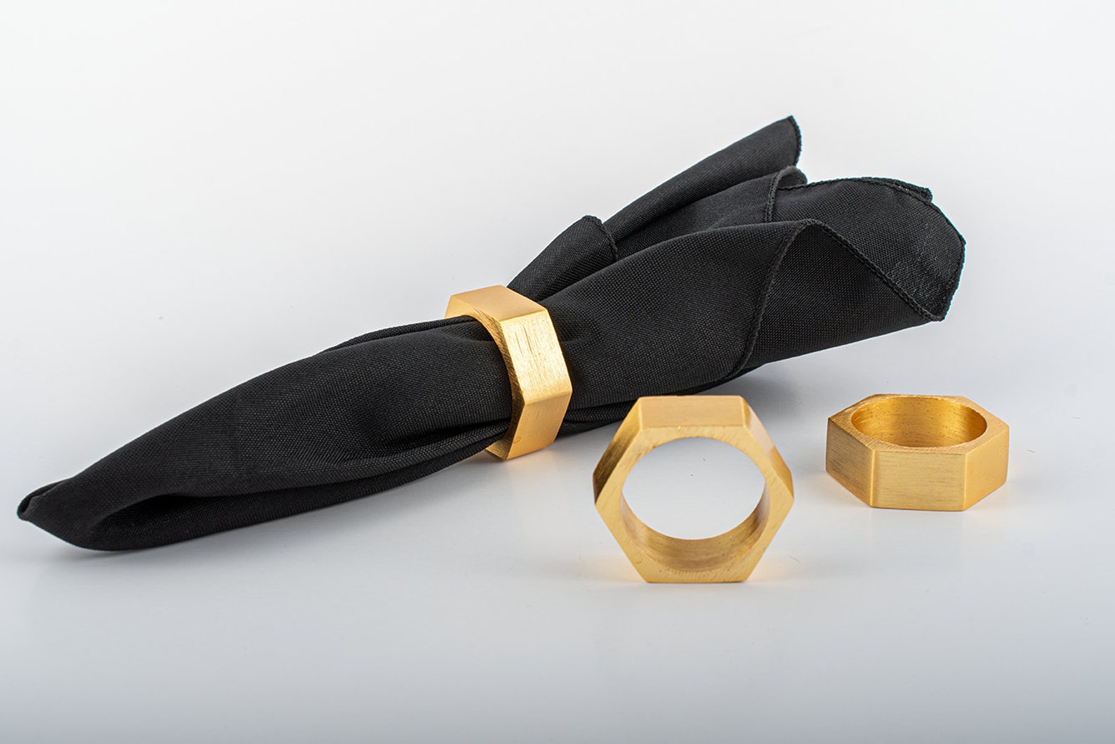 Gold Hexagon Handmade Napkin Rings set of 4 Etsy