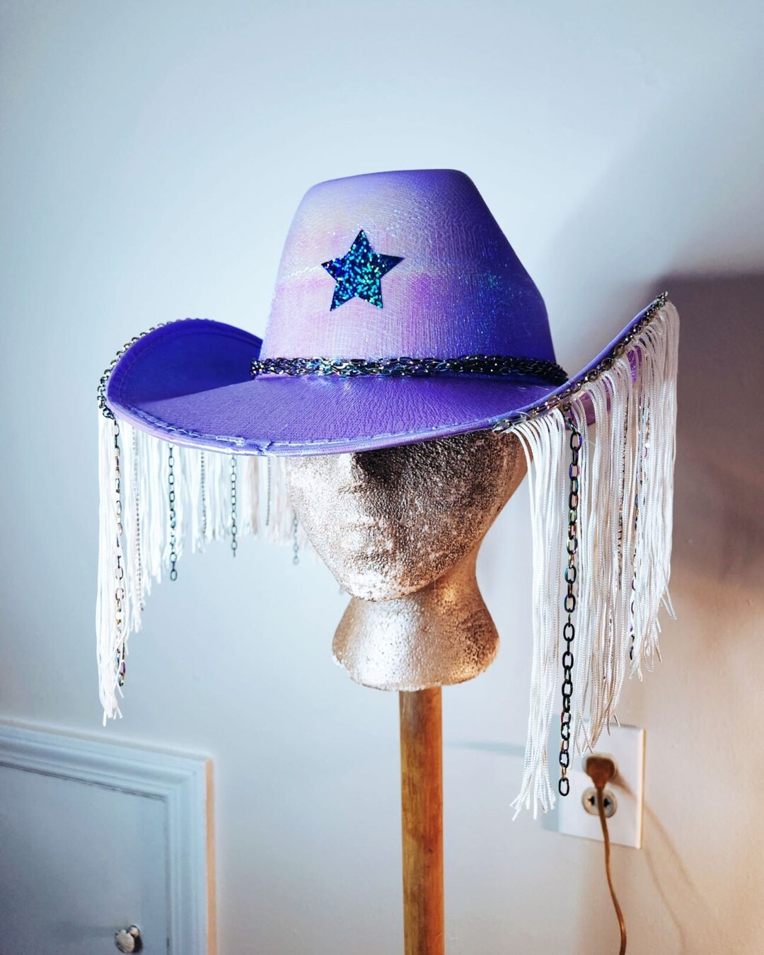 Rodeo Starseed Holographic Fringe Cowboy Hat - Etsy display picture 1