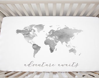 World Map Crib Sheet Etsy