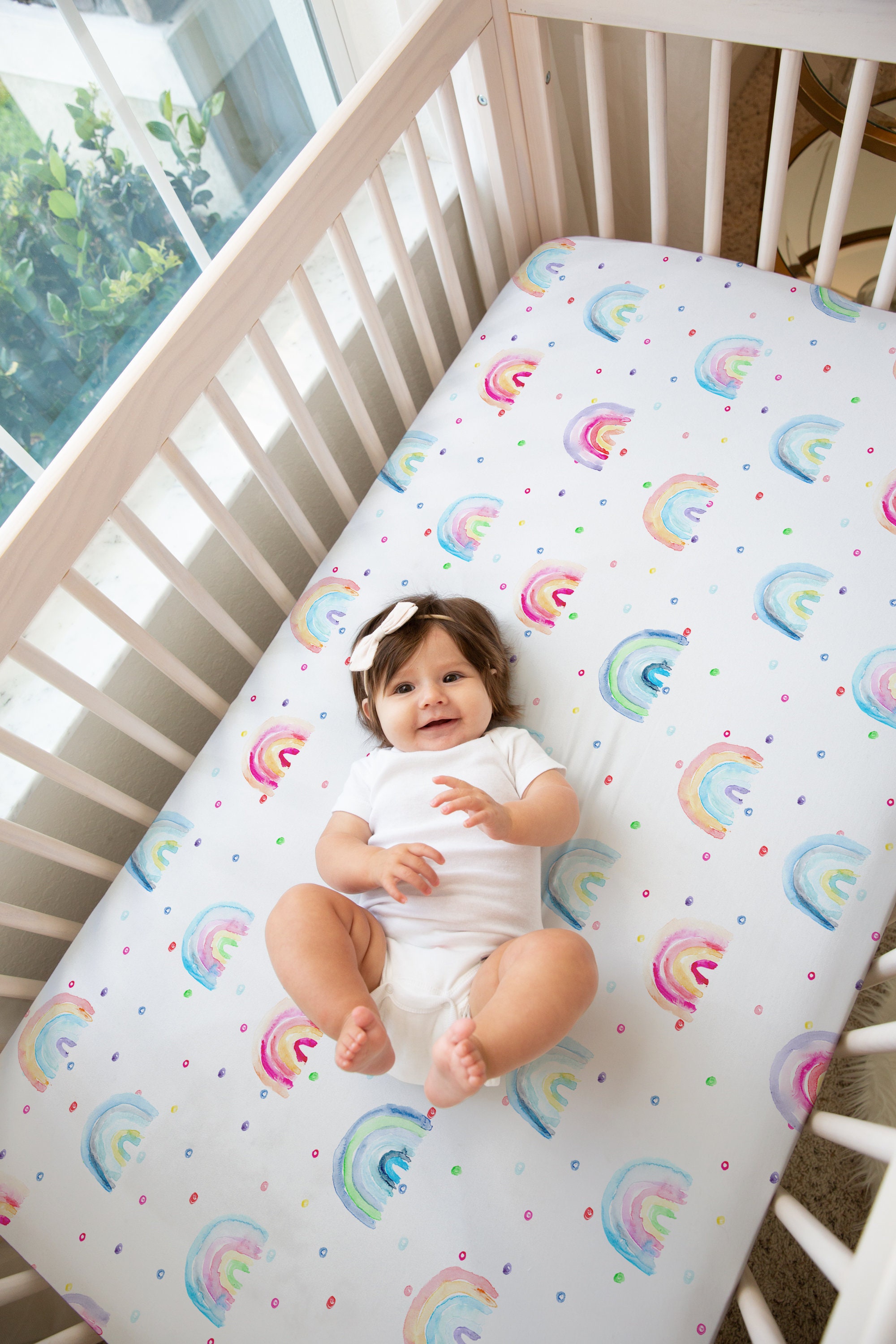 Unicorn and Rainbow crib sheet.Toddler Fitted sheet.Nursery Bedding.Changing pad cover.Pillowcase