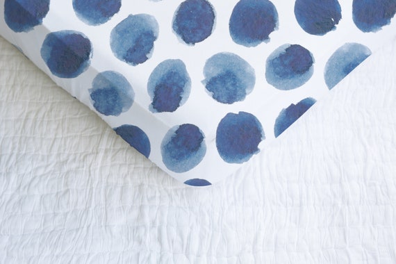 Navy Crib Sheet Polka Dot Crib Sheet Navy Nursery Decor Etsy