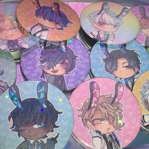 Obey Me! Bunny Boy Holographic Buttons