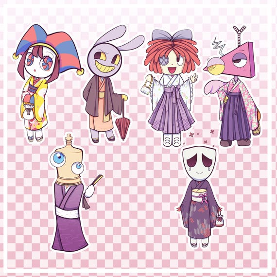 The Amazing Digital Circus Kimono Chibi Epoxy Keychain - TADC