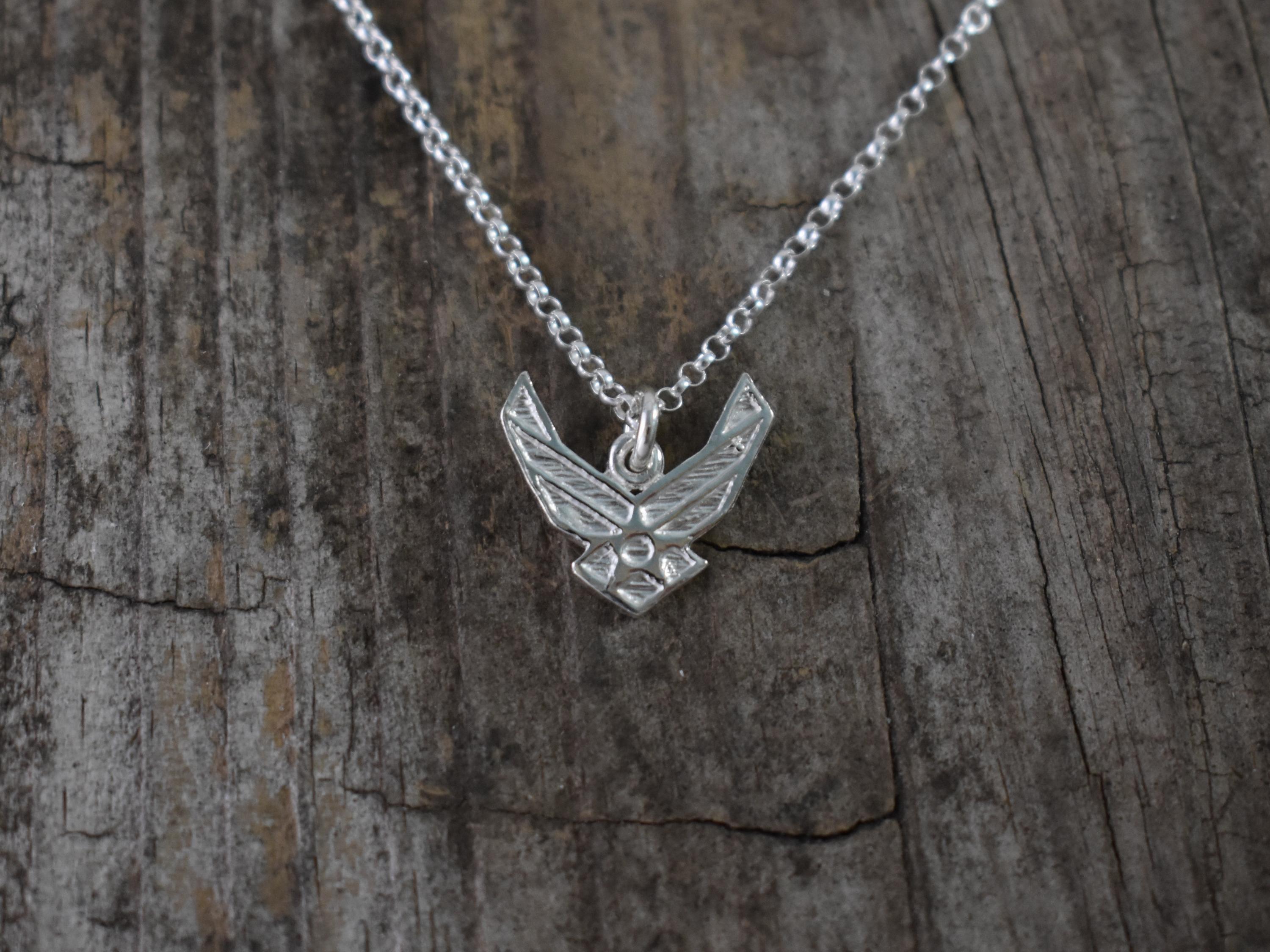 【AFB】LOGO NECKLACE SILVER Air Force Necklace • Sterling Silver USAF Symbol Jewelry