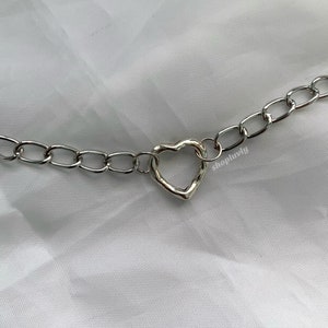 silver heart necklace | handmade, summer/spring jewelry, fashion, curb chain, chunky jewelry, silver jewelry, silver necklace