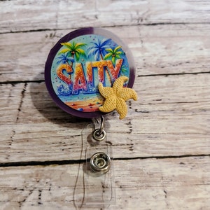 Summertime Salty Badge Reel Starfish, Medical Badge Reel, Nurse Badge, RN Badge Reel, Medical Badge Reel, Work Id holder