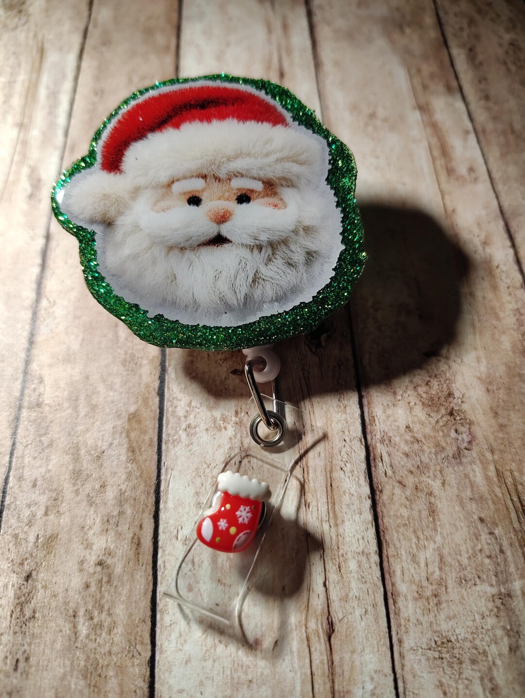 Christmas Fuzzy Santa Retractable Badge Reel - Etsy