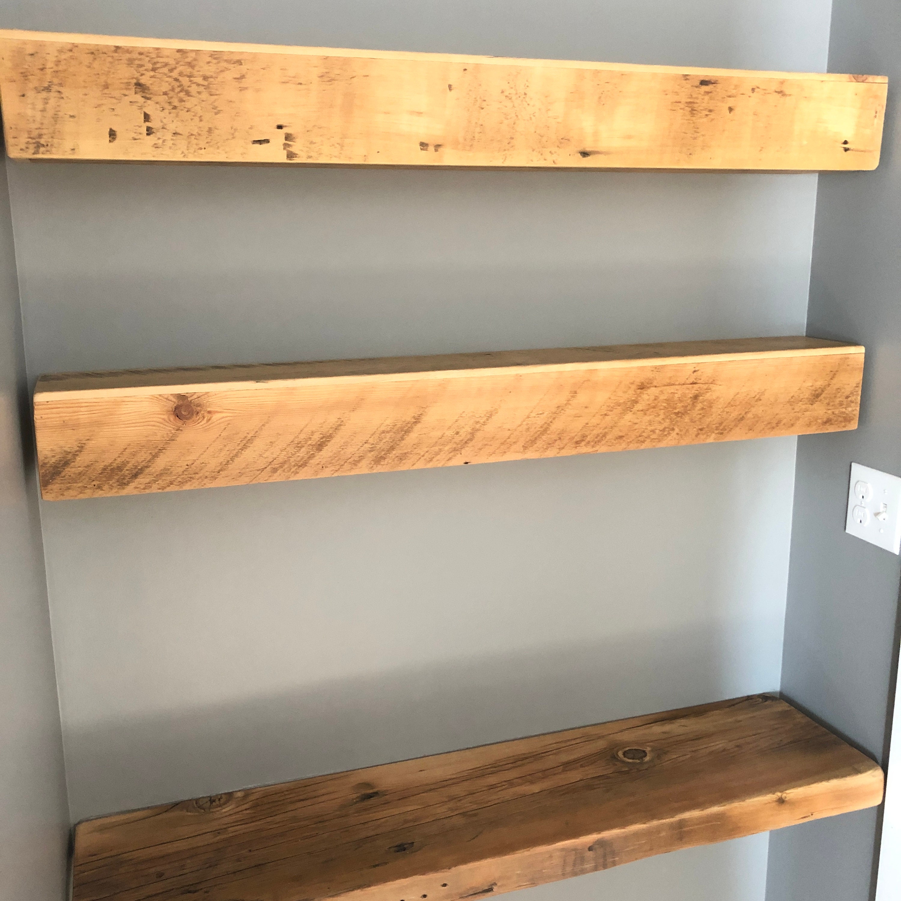 Reclaimed Rustic Floating Shelves / Hollow Bodied Reclaimed Etsy