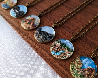 Handmade Nature Scene Clay Necklace|Custom National Park Necklace|Nature Jewelry|Bridal Bouquet Necklace|Meaningful Birthday Gift Necklace