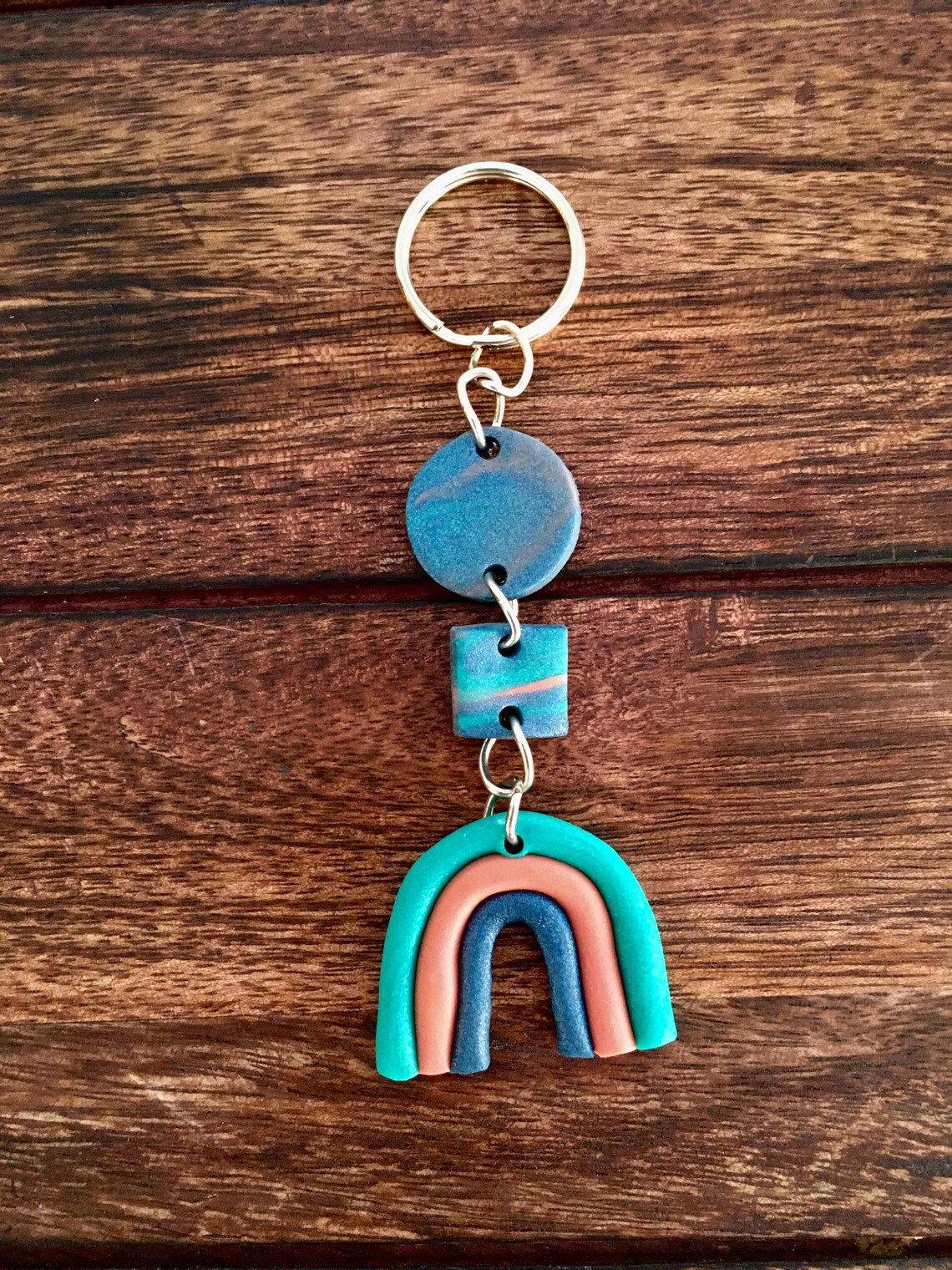 Handmade Clay Rainbow Keychain Geometric Keychain trendy Etsy