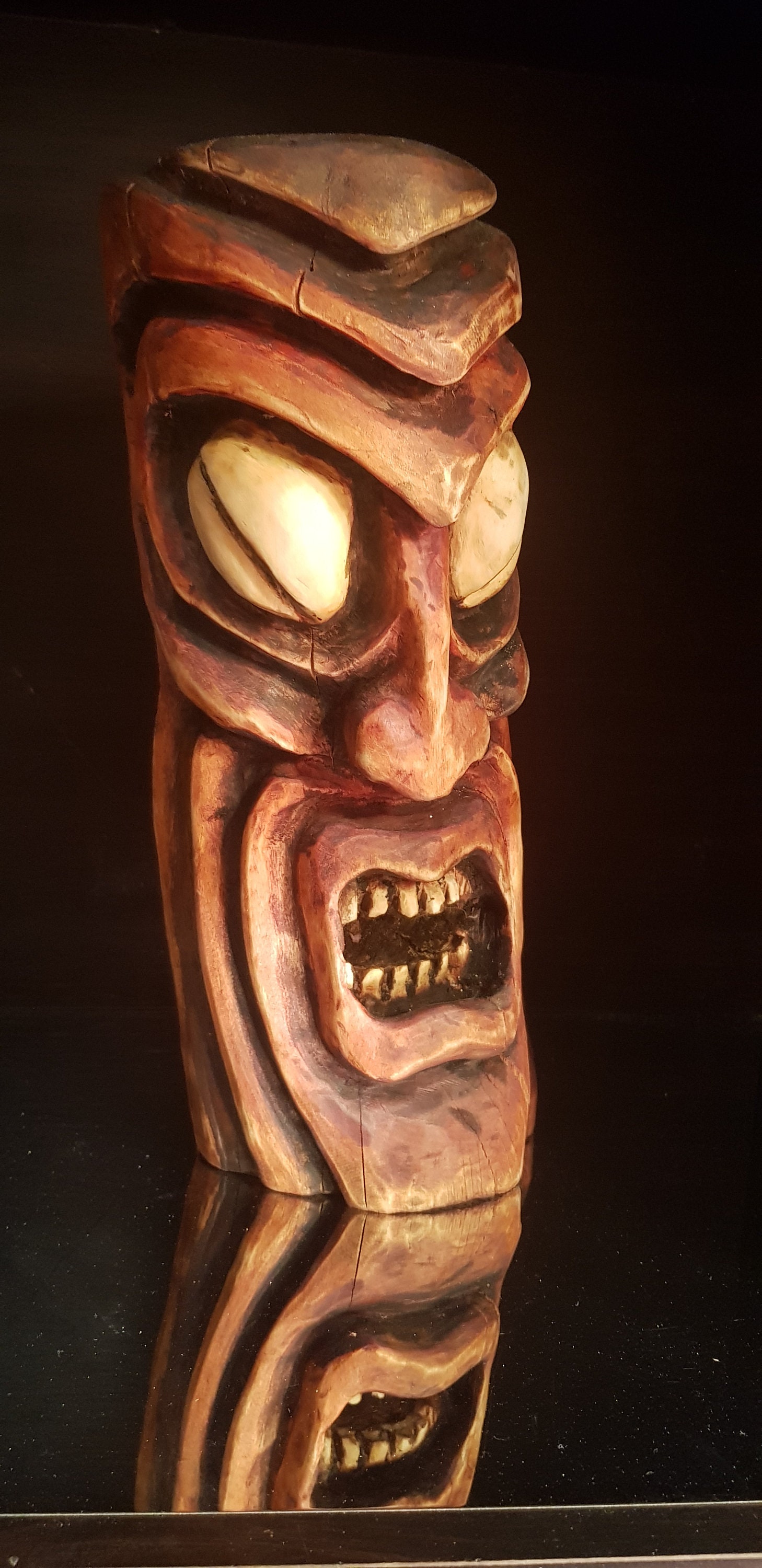 木製彫刻、ティキ像、手作りのユニークな作品、作家の彫刻 30 cm