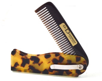 Klappkamm, Bartkamm aus Cellulose Acetat handgemacht, beard comb, folding comb,  hand made of cellulose acetate