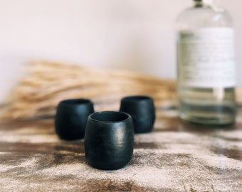 1oz Mini black clay Mezcal cups