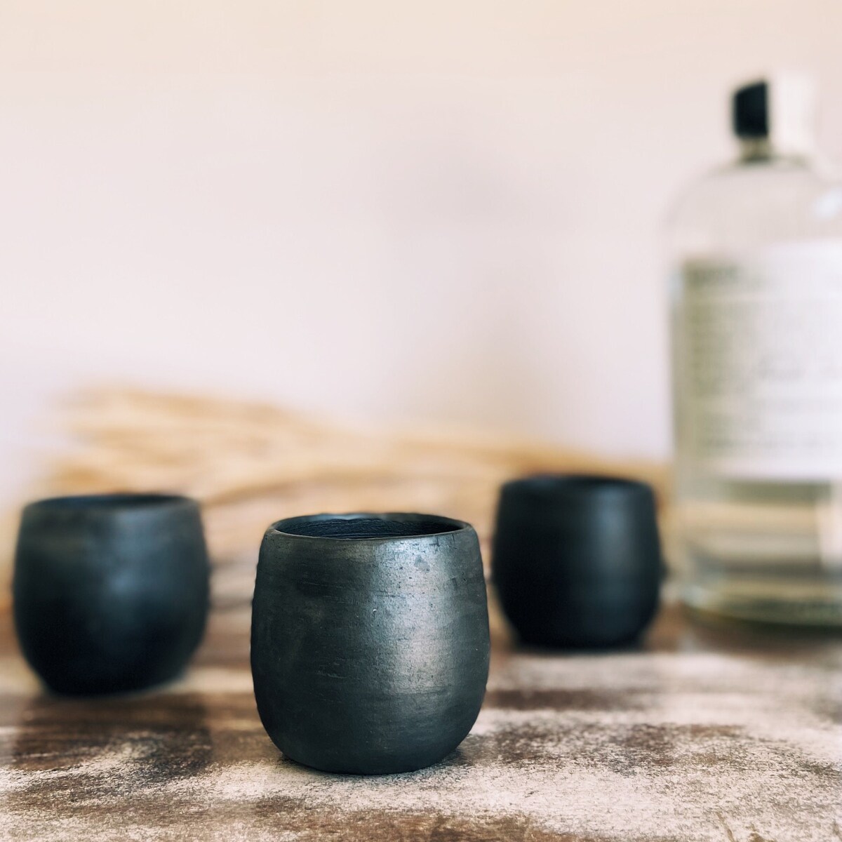 Set of 2 - 3oz Black Clay Mezcal Glasses Made in Mexico - Etsy