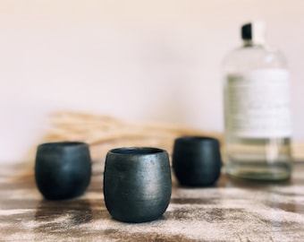 3oz Black Clay Mezcal Glasses, Made in Mexico