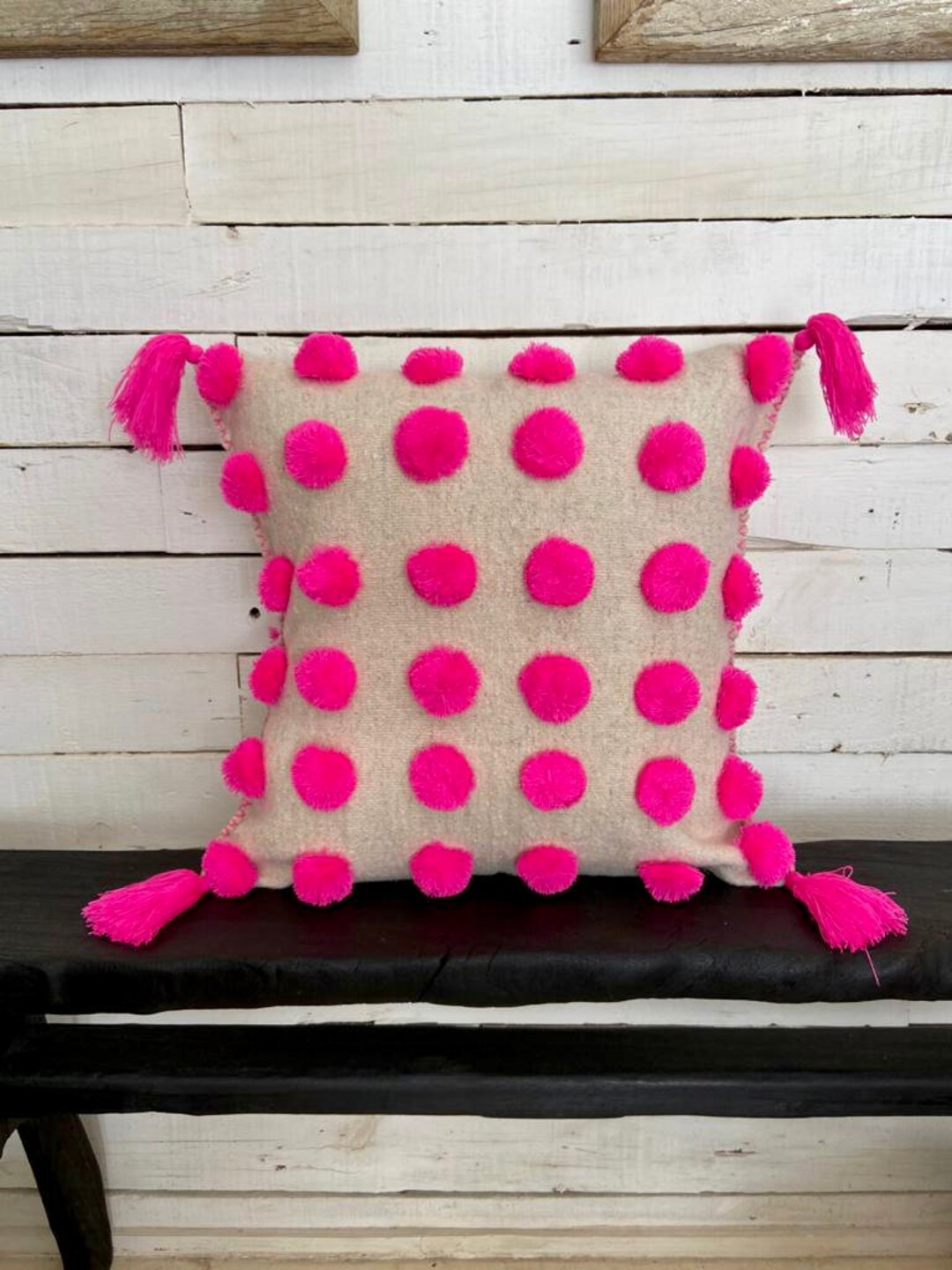 Pink Pom Pom Pillow