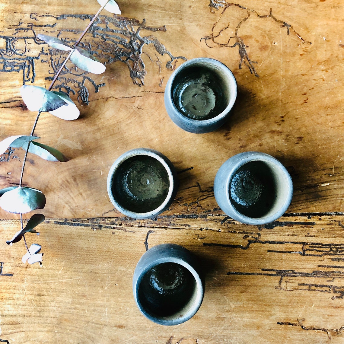 Mini black clay Mezcal cups | Etsy