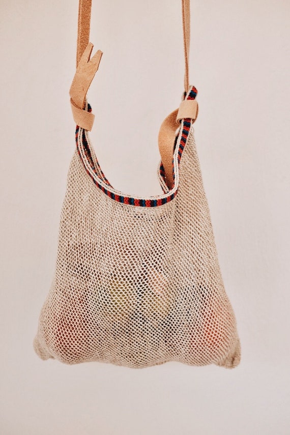 Woven bag with leather straps deals