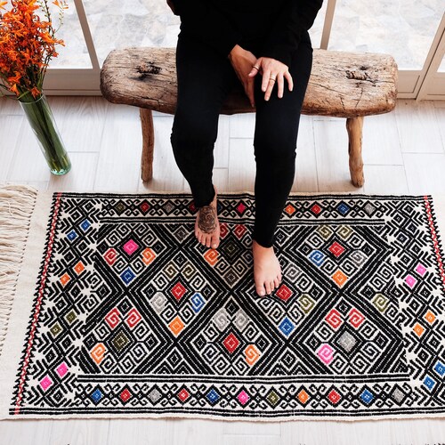 San Andres Wool Rug Made in Mexico Etsy