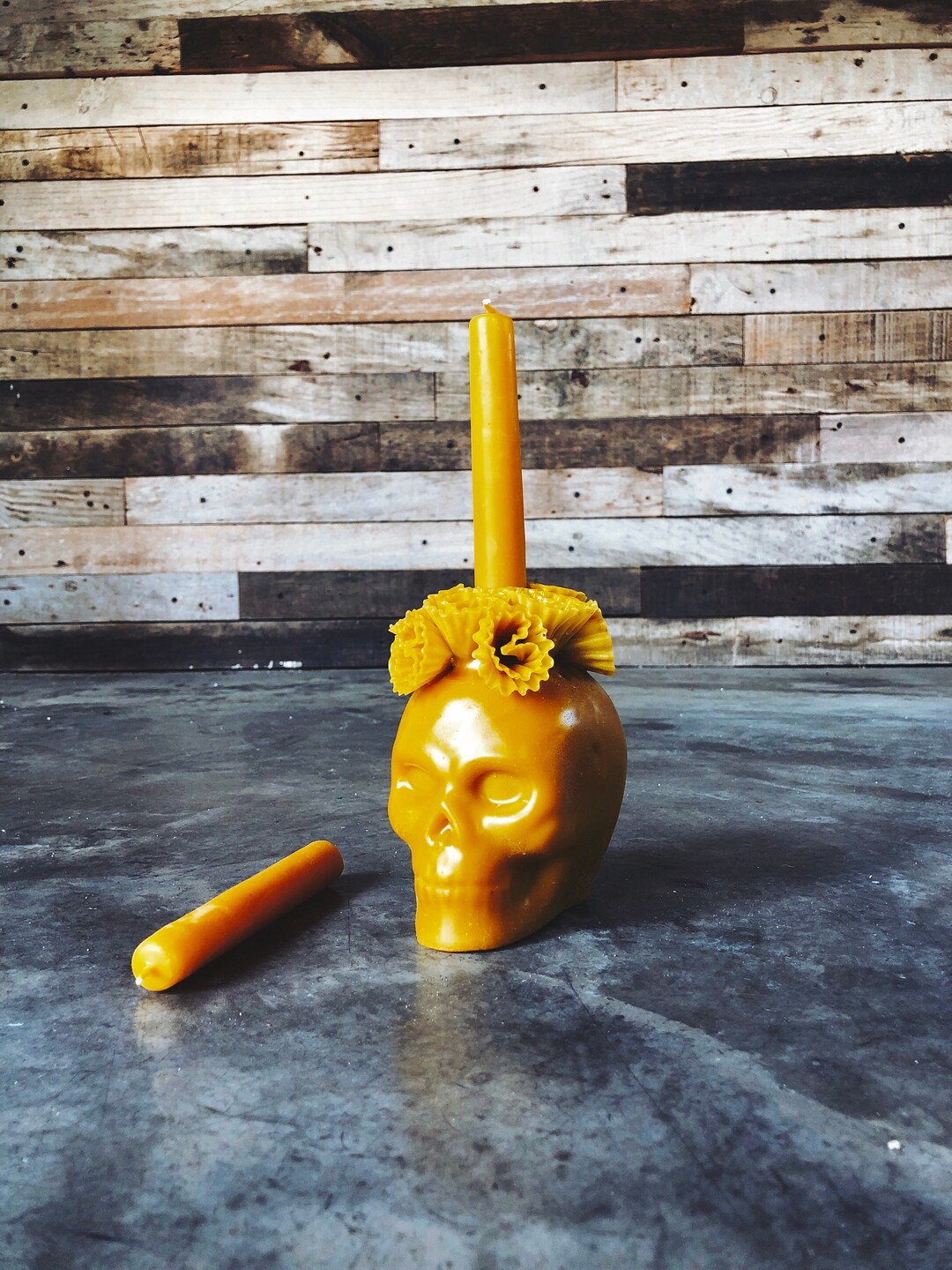 Dia De Los Muertos Skull Candle GOLD Etsy