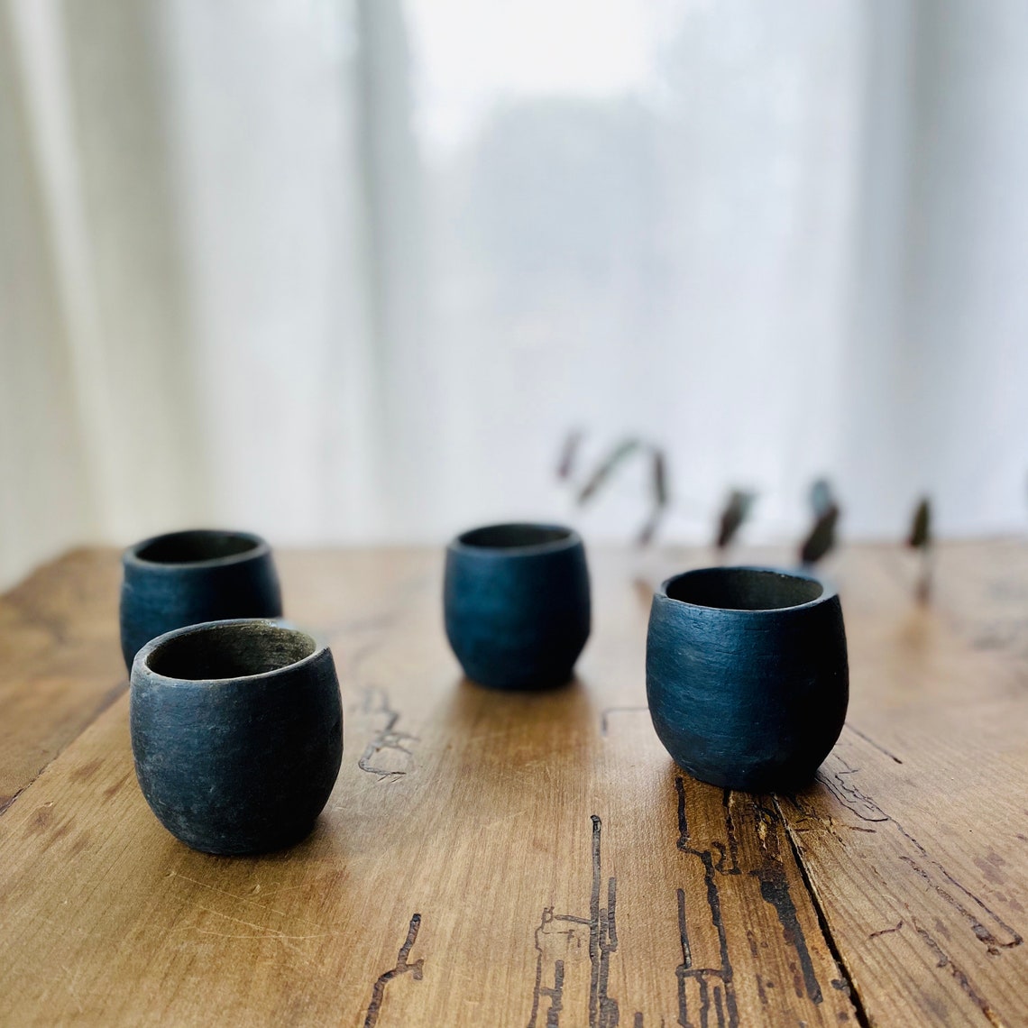 Mini black clay Mezcal cups | Etsy