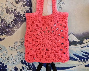 Handmade Crochet Bright Pink Heavyweight Tote Bag