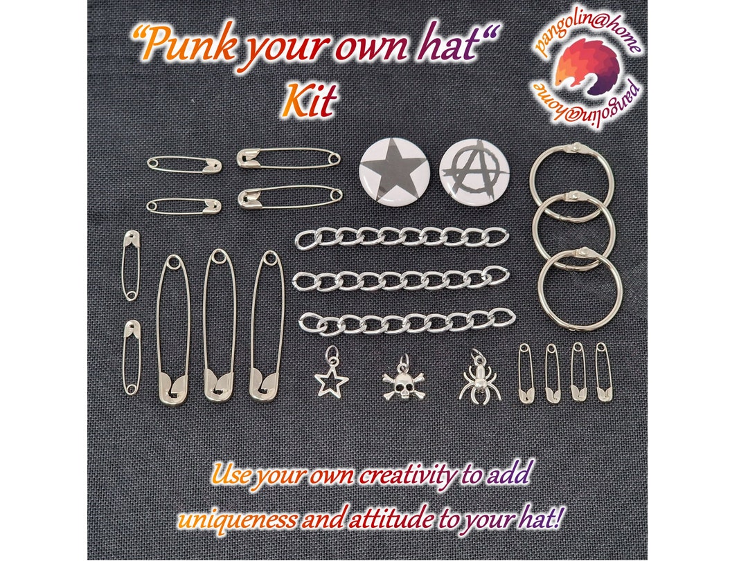 Safety Pin Punk Your Own Hat Kit, Adds Attitude and Uniqueness to Any