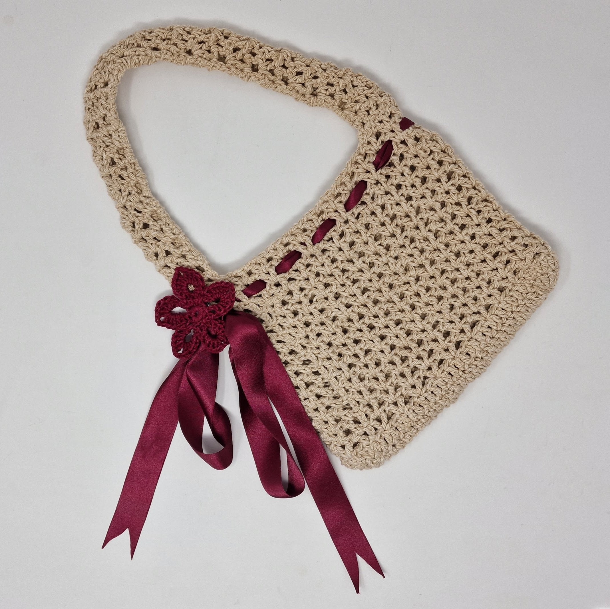 Small Woven Summer Cotton Crochet Shoulder Bag