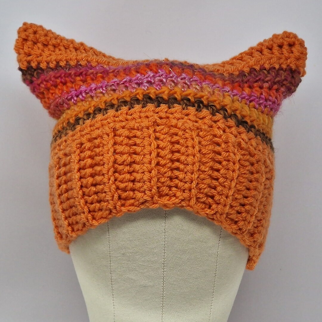 Handmade Crochet Cat Hat Cat Ear Beanie Cat Ear Hat in Shades of Red