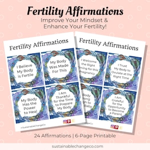 Afirmaciones de fertilidad / Intente concebir inspiración / Esperanza de infertilidad / Tarjeta de fertilidad / Imprimible