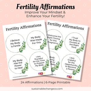 Afirmaciones de fertilidad / Intente concebir inspiración / Esperanza de infertilidad / Tarjeta de fertilidad / Imprimible
