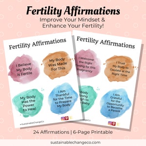 Afirmaciones de fertilidad / Intente concebir inspiración / Esperanza de infertilidad / Tarjeta de fertilidad / Imprimible