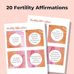 Afirmaciones de fertilidad / Intente concebir inspiración / Esperanza de infertilidad / Tarjeta de fertilidad / Imprimible