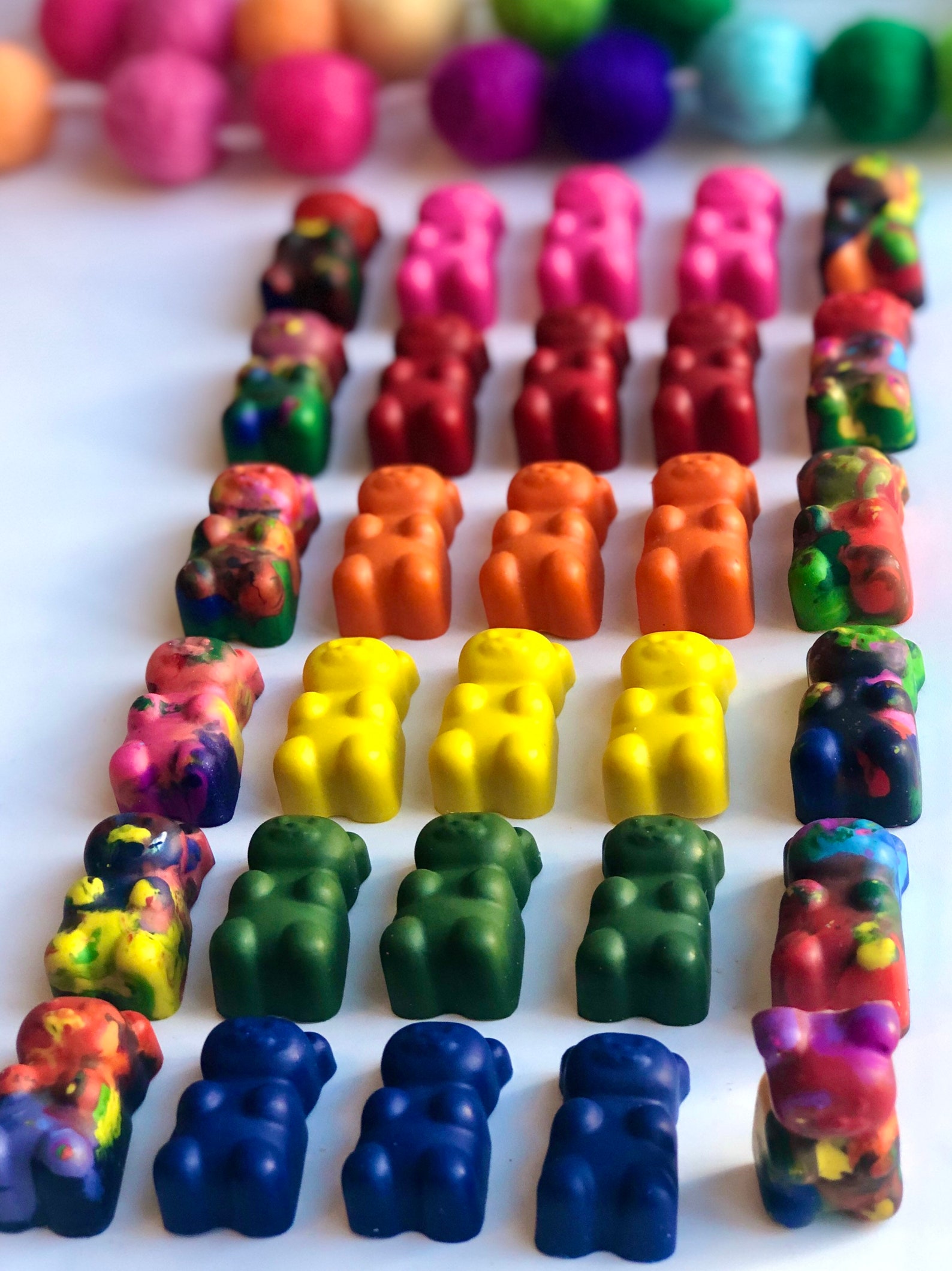 Rainbow Teddy Bear Gummy Bear Crayons Crayon Shapes Ring Etsy