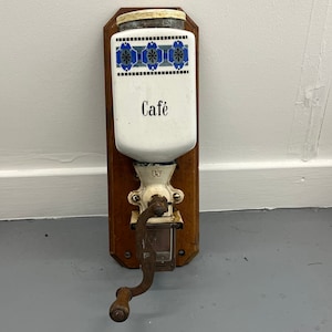 Vintage French Coffee Grinder Wall Mountable Art Deco White Coffeeshop Decor Interior Design Farmhouse Wall Art