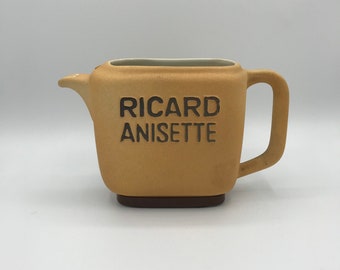 Vintage französische Keramik matt glänzend braun rechteckig Ricard Krug Karaffe Karaffe Karaffe Dekanter, Bar Café Bistro Restaurant Dekor Aperitif WasserGießer