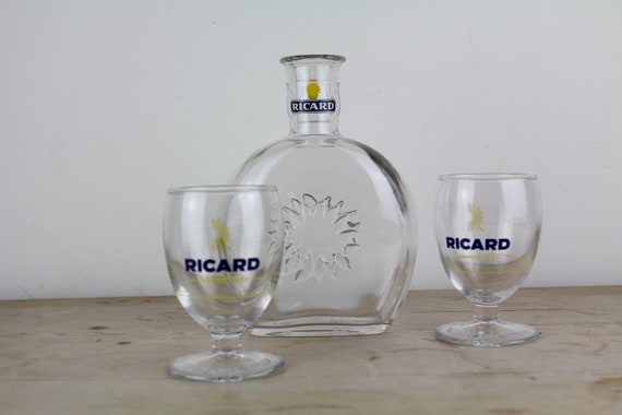 Vintage French Ricard Glass Carafe, Glasses Set or Individual, Iconic Bar  Drink Retro Anisette Pastis Barware Vase 
