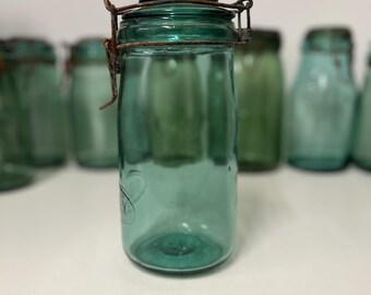Bocal En Verre Solidex Vintage 1 Litre Vert - Ancien, Pour Conserve, Occasion Fonctionnel
