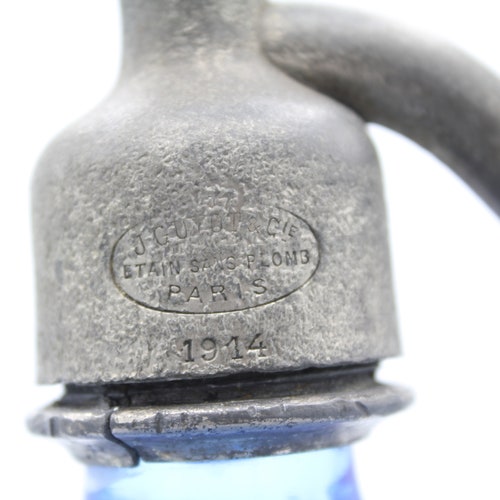 Heavy glass shops vintage blue French soda syphon bottle bar