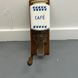 Vintage French Coffee Grinder Wall Mountable Art Deco White Coffeeshop Decor Interior Design Farmhouse Wall Art