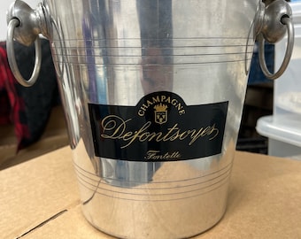 Vintage French Metal Champagne Bucket Cooler Defontsoyes Bar Decor Ice Tub Wine Cooler